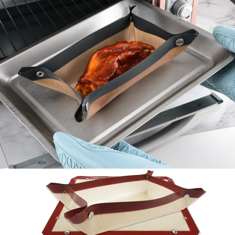 Silicone Baking Mat Leak-Proof Silicone Baking Shims With Small Buttons for Fiberglass Heat-Resistant Baking Mats Reuse Cookie Macarons