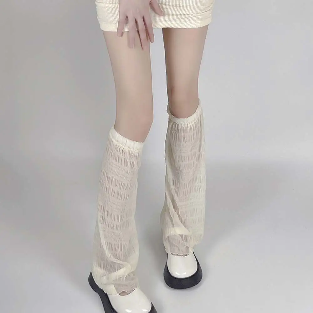 

Summer Girls Costume Accessories Stripe Horn Type Socks Mesh Long Socks Lolita Foot Cover Women Pile Socks Wide Leg Warmers