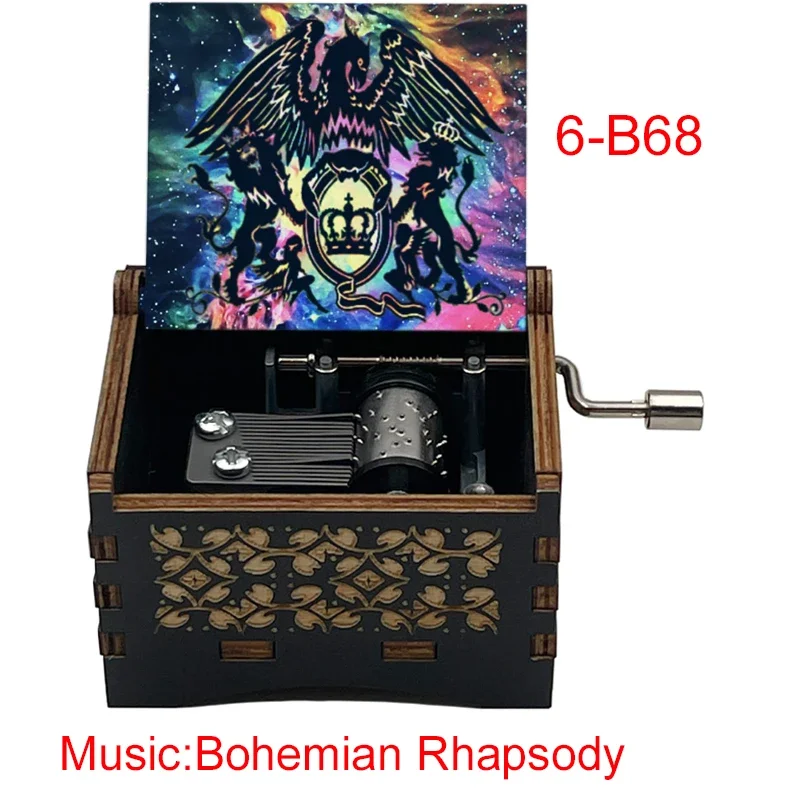 Bohemian Rhapsody Black Music Box Hand-operated Type Metal Movement Study Desk Decorative Ornaments Holiday Gifts