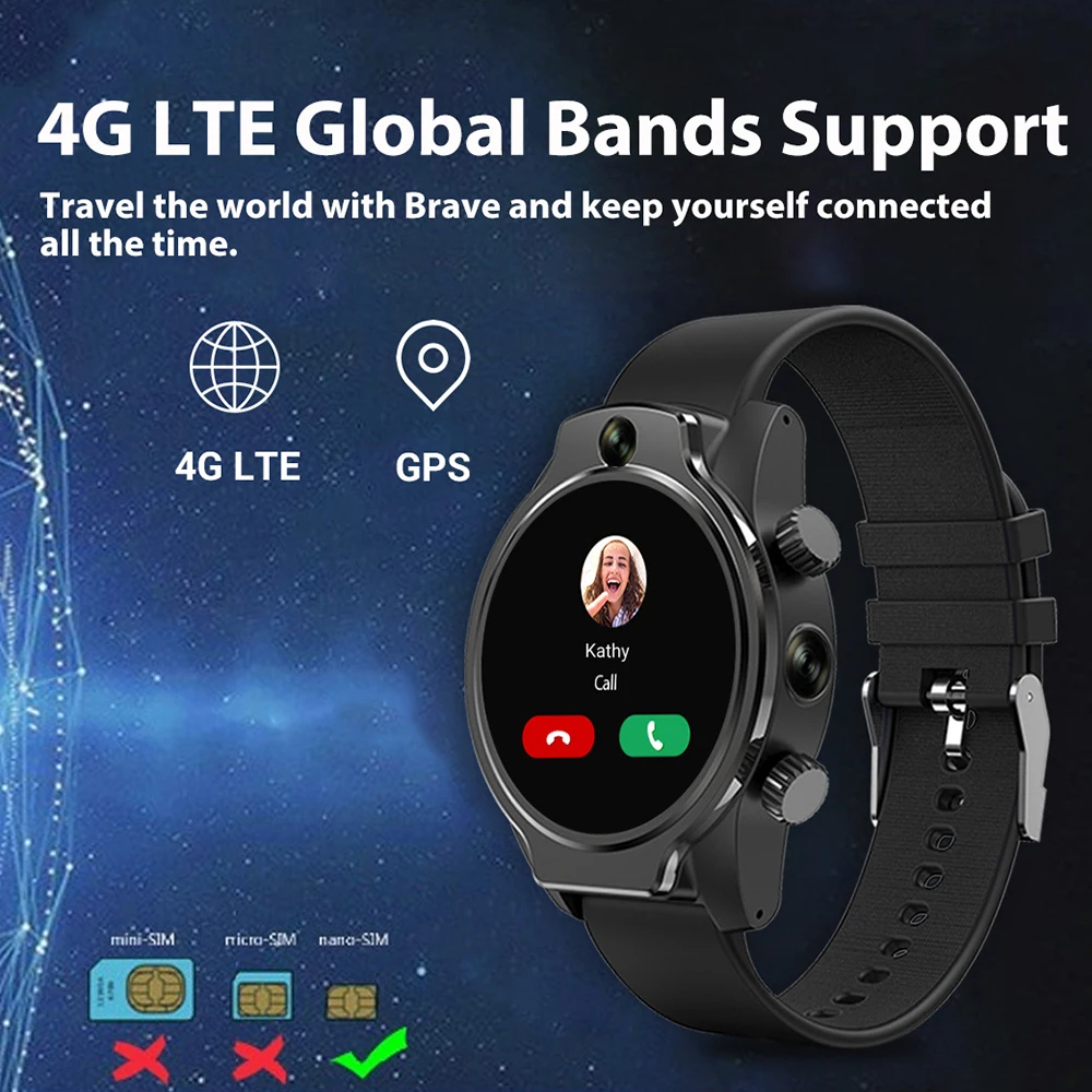 Смарт-часы HD с круглым экраном, 4G, LTE, GPS, двойной камерой, водозащита  IP68, аккумулятор 1360 мАч, Wi-Fi, Смарт-часы для Android и iOS | AliExpress
