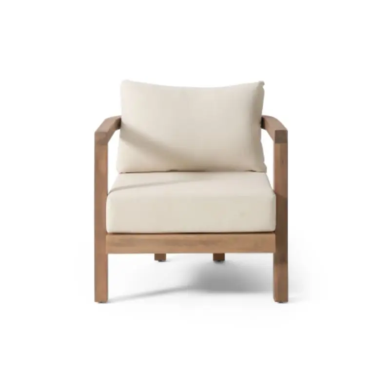 Outdoor Acacia Wood Patio Club Chair, Patio Furniture,Waterproof Thick Cushion Deep Seating For Porch, Garden, Backyard, Balcony