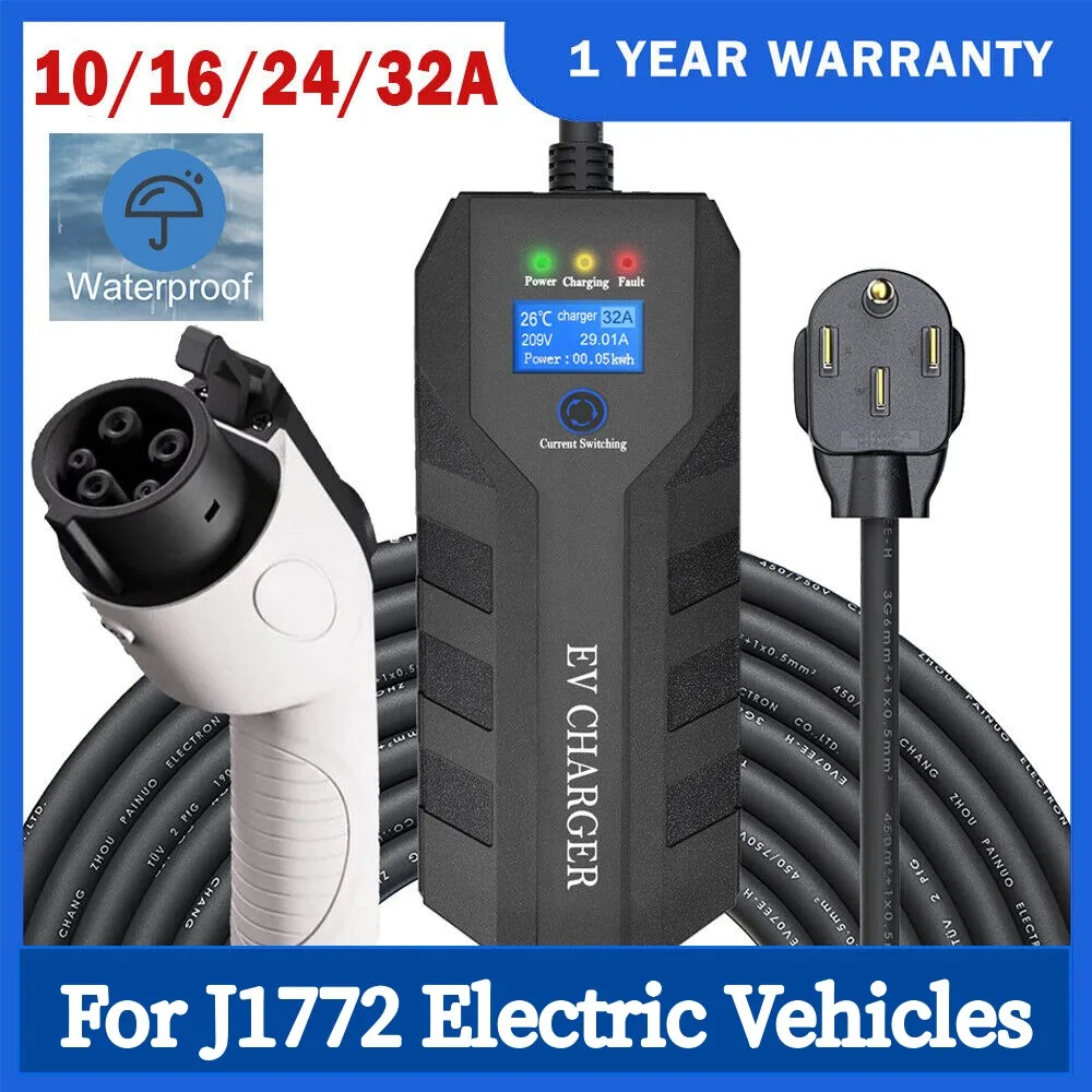 32amp Portable Electric Vehicle Ev Charger Type 1 Level 2 Us Plug Car