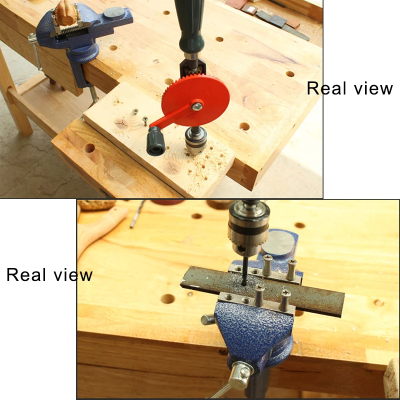 Hand Drill 1/4 3/8 Inch Manual Drill Double Gears Hand Shake Drilling Tool