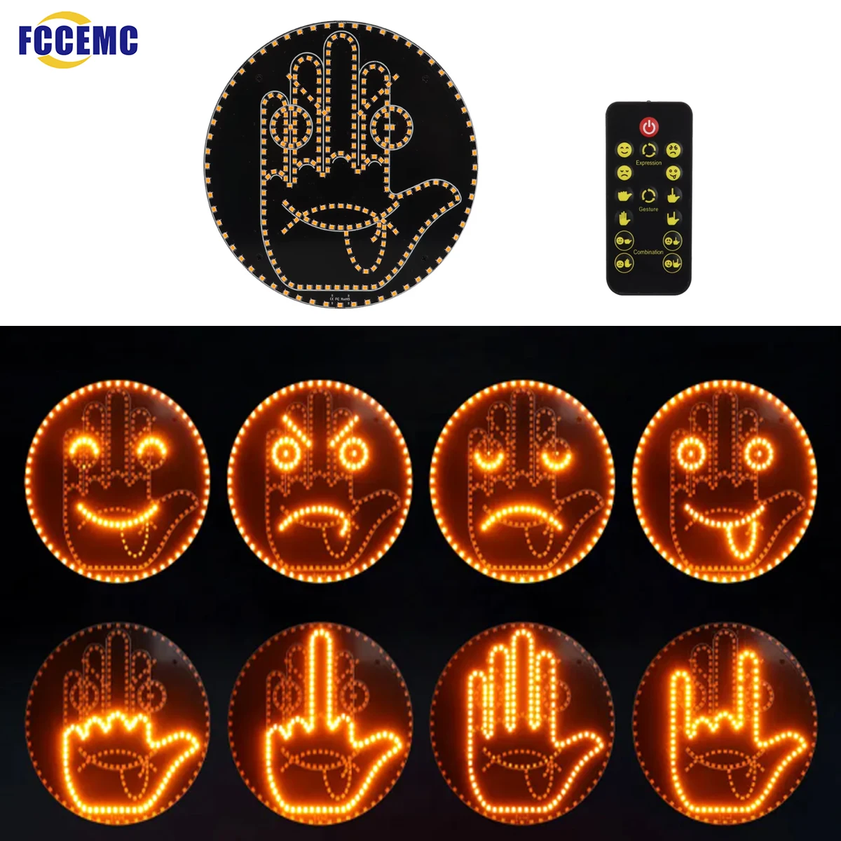 LED Gesture Expression Sign with Remote Control product image