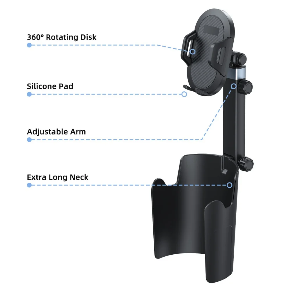 Universal Cup Phone Holder for Car Adjustable Long Neck Car Cup Holder Phone Mount for Cell Phones