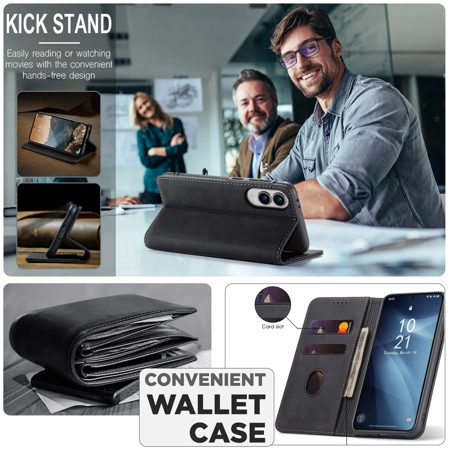 Samsung Galaxy S25 Leather Flip Case & Glass 6