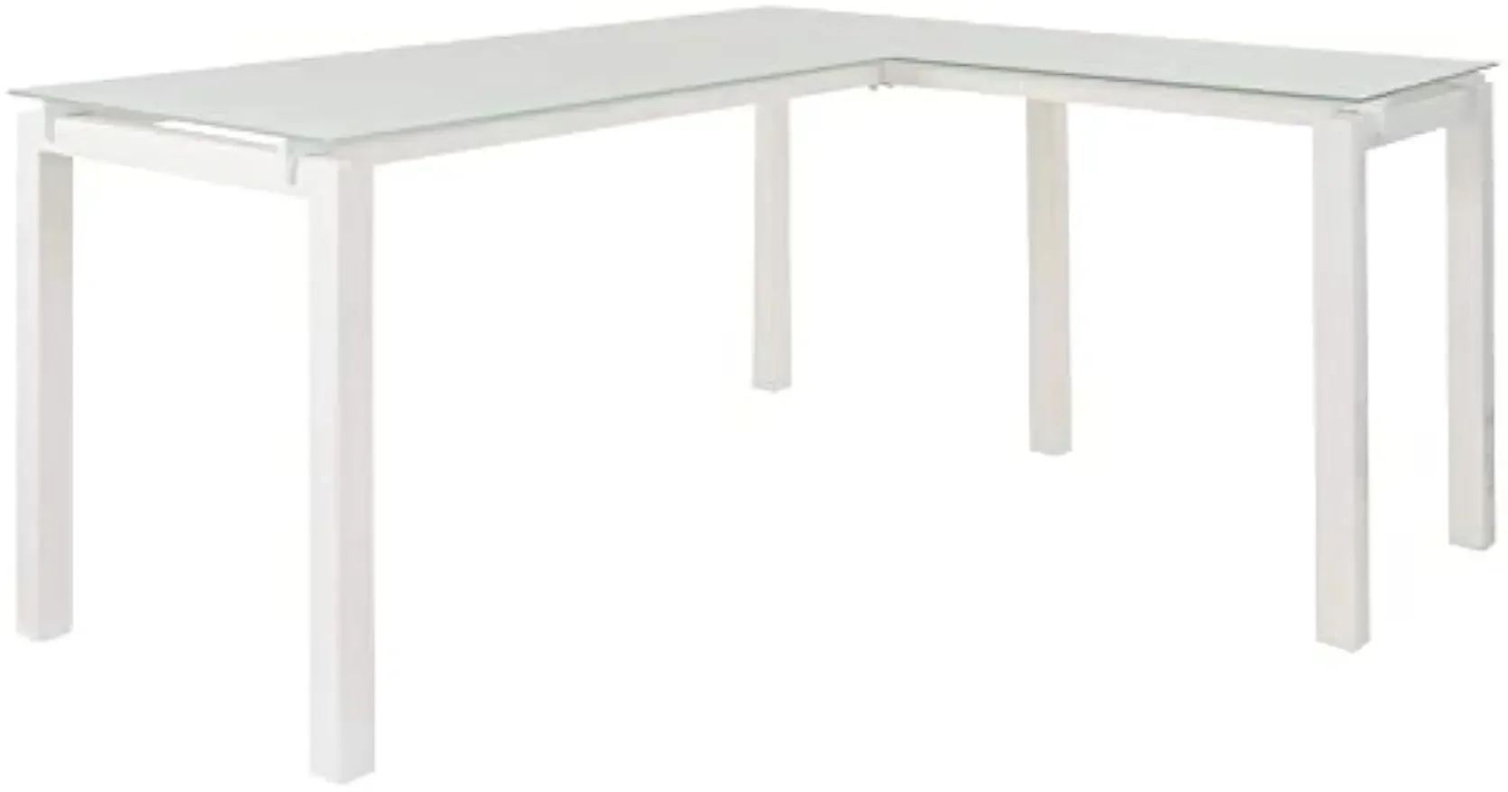 

Baraga Contemporary Glass L-Shaped Home Office Desk, White