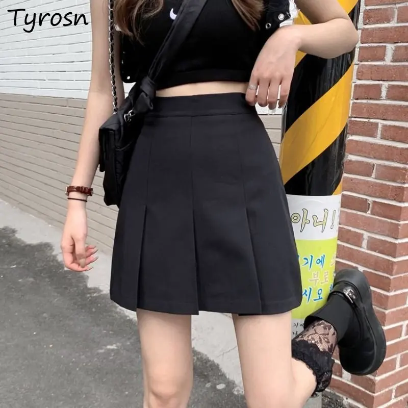 

Skirts Women Folds Preppy Style Design Classic All-match Empire Mini Sweet Students Ulzzang Retro Basic Faldas Summer Popular