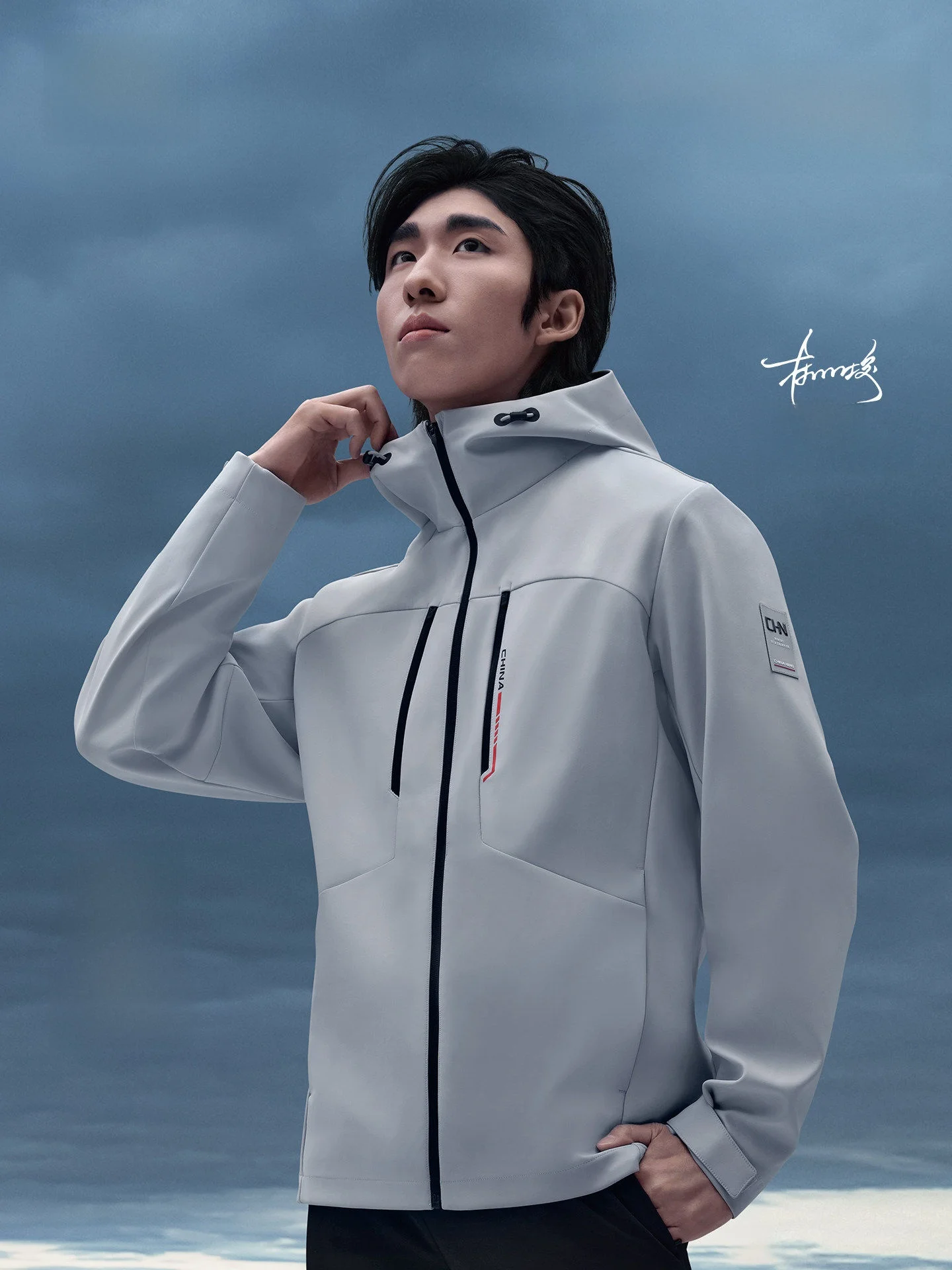 안타 남성용 두꺼운 스포츠 재킷 무불소 야외복 스탠다드 핏 후드 지퍼 잠금 방수 폴리에스터 섬유