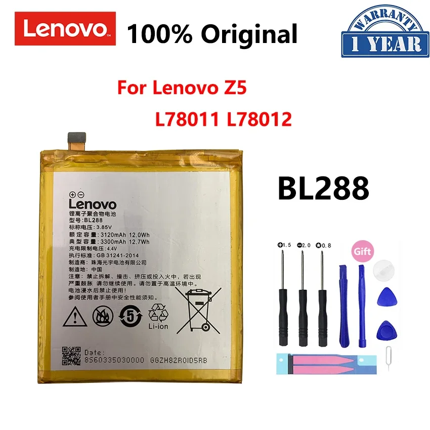 100% Оригинальный аккумулятор 3300 мАч BL288 для Lenovo Z5 L78011 L78012, сменные батареи для телефона, батарея