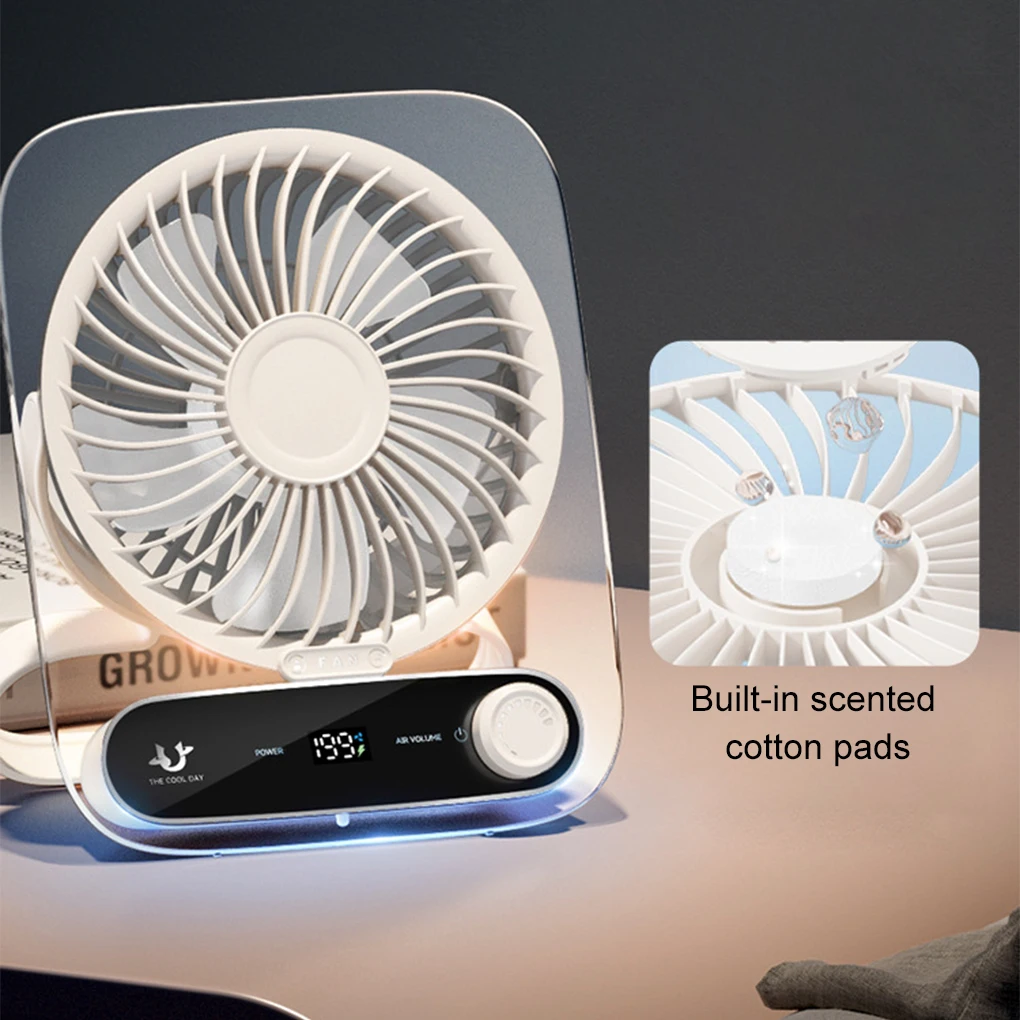 Portable USB Charging Desktop Fan Ultra-thin Wall Hanging Silent Mini Electric Fan with Warm Light Effect/Breathing Light Mode