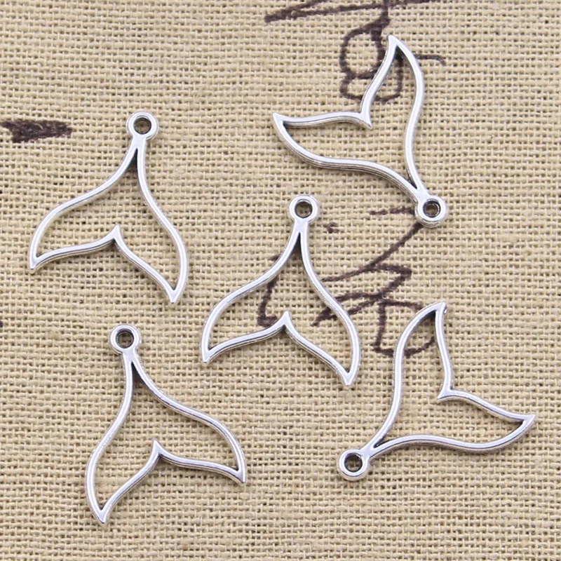 50 stücke Charms hohlen Wal schwanz 20x17mm antike silberne Farbe Anhänger DIY Handwerk machen Ergebnisse handgemachten tibetischen Schmuck