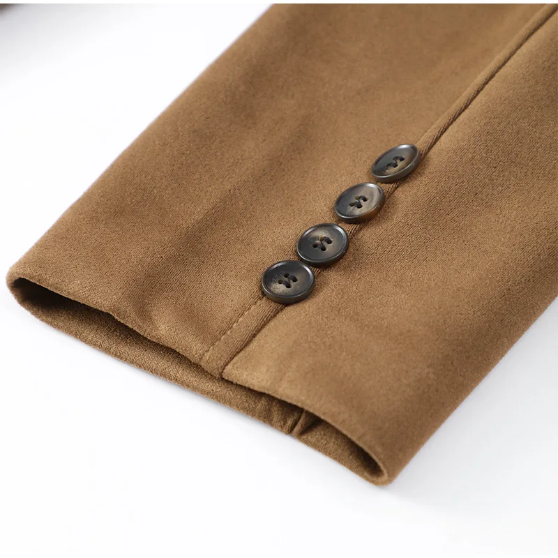 Vintage Fashion Pocket Jackets For Women Winter High Street Lapel Elegant Solid Commute Winter Outwear Ladies Coat