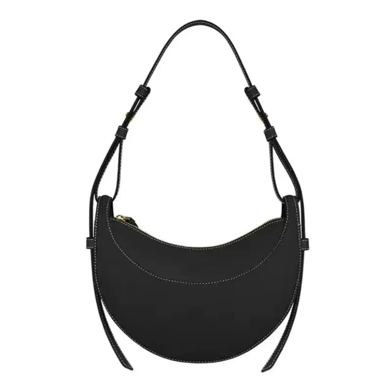 Modische Echtleder Damen Schultertasche, Halbmondtasche, Nischendesign Reißverschluss Schulter-Umhängetasche – Detail 10
