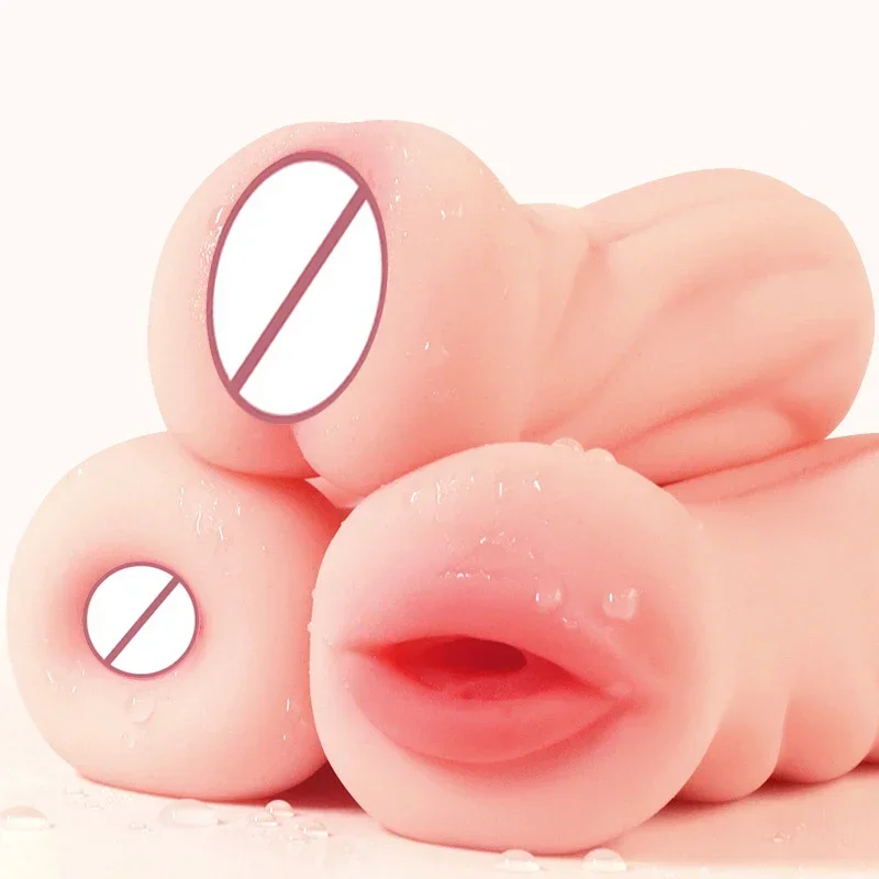 Male Masturbator Male Soft Silicone Masturbation Cup Sex Toys 4D Realistic Deep Throat Mouth Vagina Anal Vacuum Stimulator Men Goods For Adults