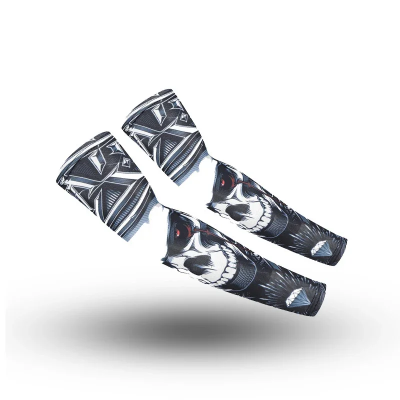2PCS Breathable UV Protective Tattoo Arm Sleeve Driving Running Vissen Fietsen Mouwen Basketball Cover Skull Fishing Arm Sleeves 3