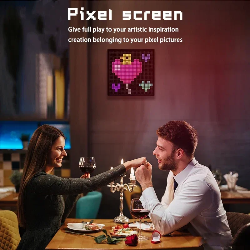 Écran LED Matrix Pixel Intelligent, Veilleuse Programmable, Cadre Photo Pixel Numérique, Décor de Salle de Jeux, Affichage Artistique