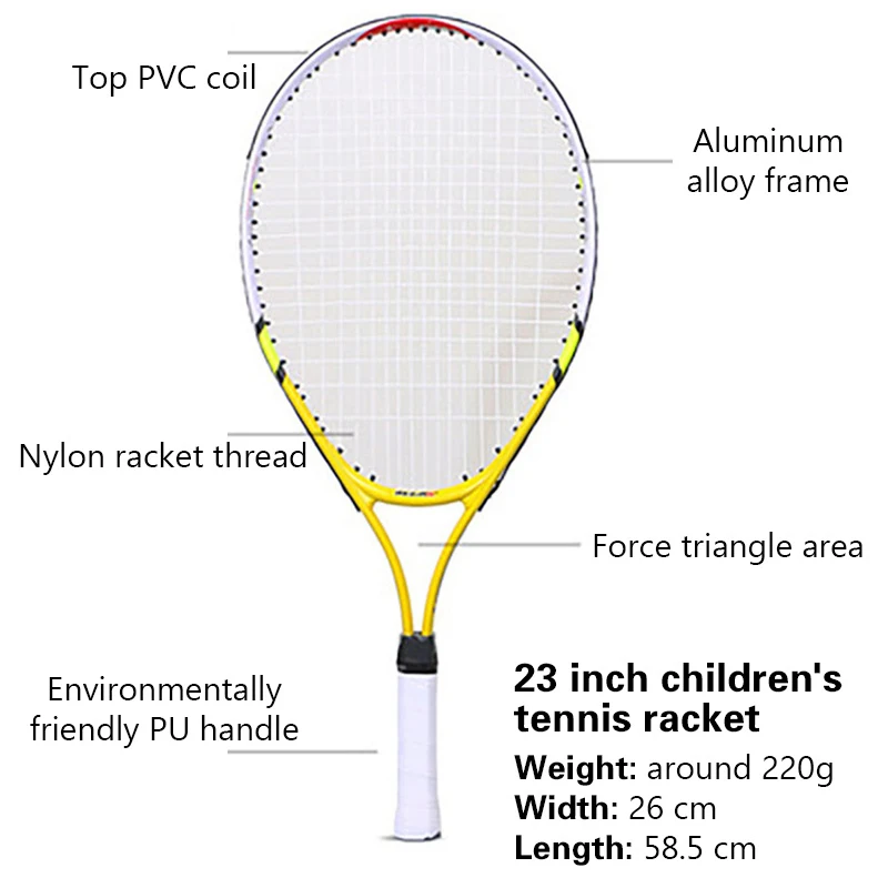 Tennis Racket 1pc 23 Inch Special Tennis Racket for Teenagers Aluminum Alloy Tennis Racket Strong Nylon Wire Suitable for Children's Training