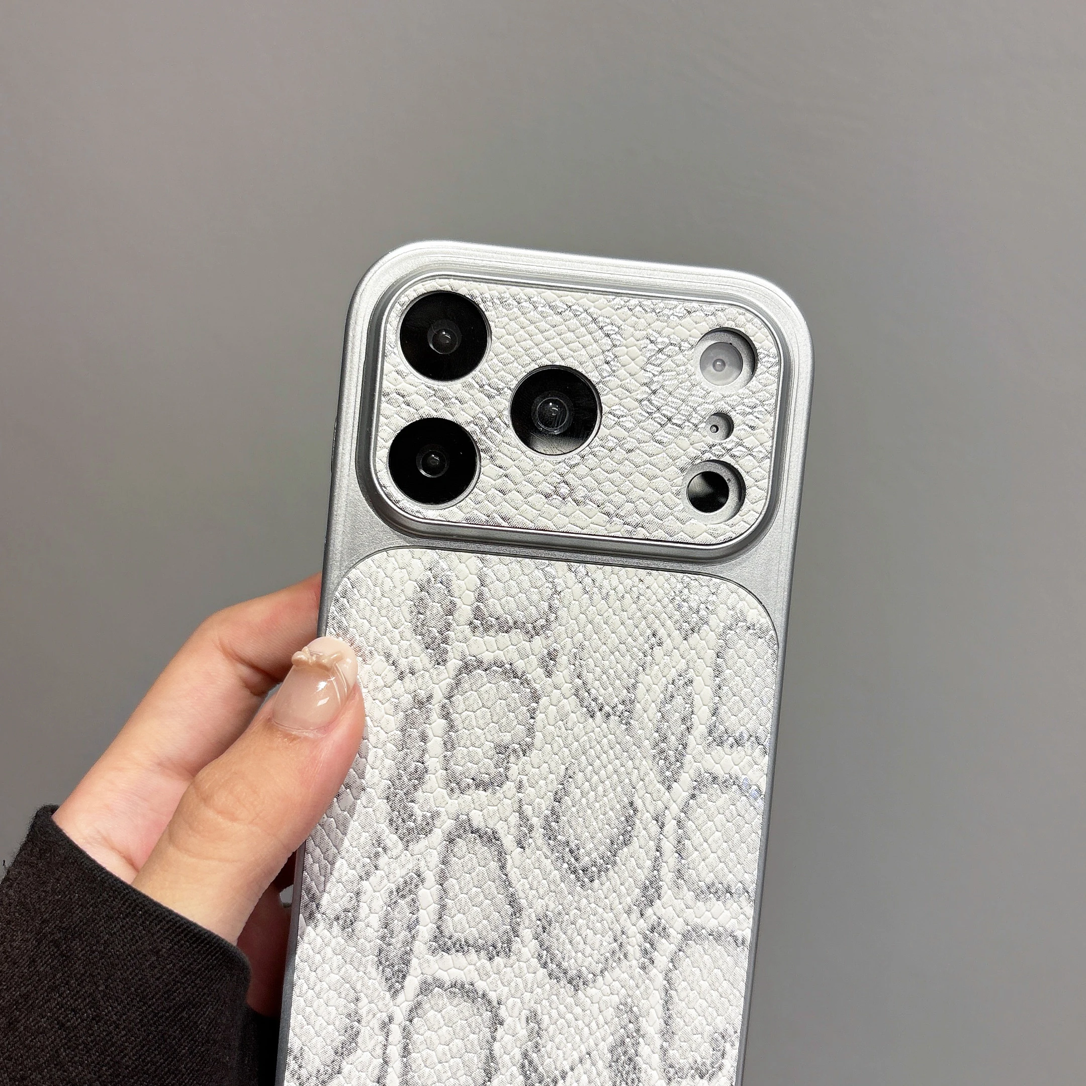 Glossy Snakeskin Textured Luxury Phone Case with Camera Protection