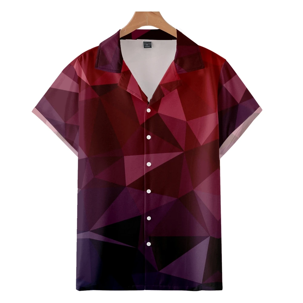 

Men's Fashion Cuban Style Hawaiian Shirt Flamingo Colored Prism 3D Print Cozy Casual Short Sleeve Beach Oversized Clothes 9