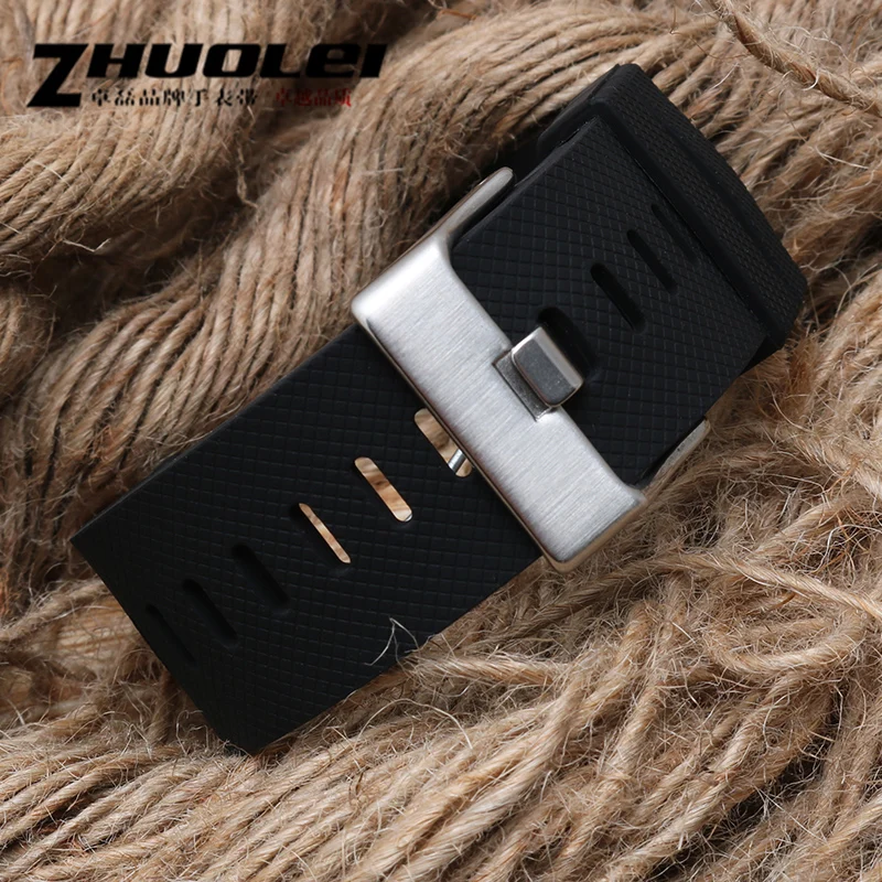 High-Quality Silicone Rubber Watch Strap with Metal Accents