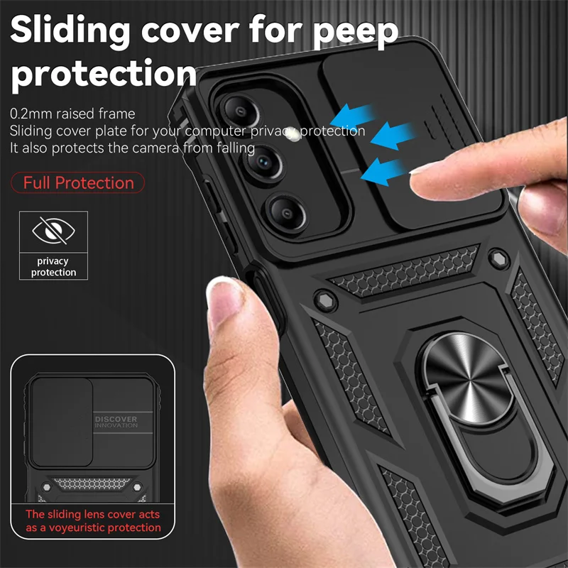 Enhanced Armor Phone Case with Slide Camera Lens Protector for Enhanced Protection and Style