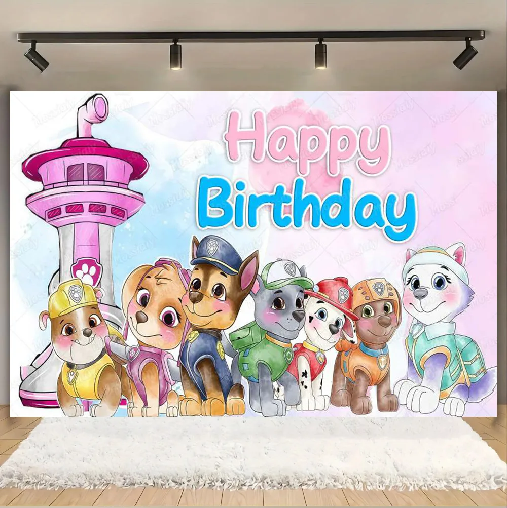 Striscione Compleanno Paw Patrol Rosa Per Bambina – Con Skye Ed Everest, 2 Metri