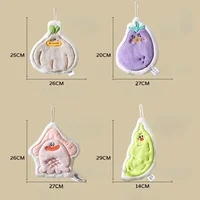 Cute Hand Towel Hanging Towel Children Kids Bathing Towels Coral Fleece Handkerchiefs Absorbent Wipe Cloth 6