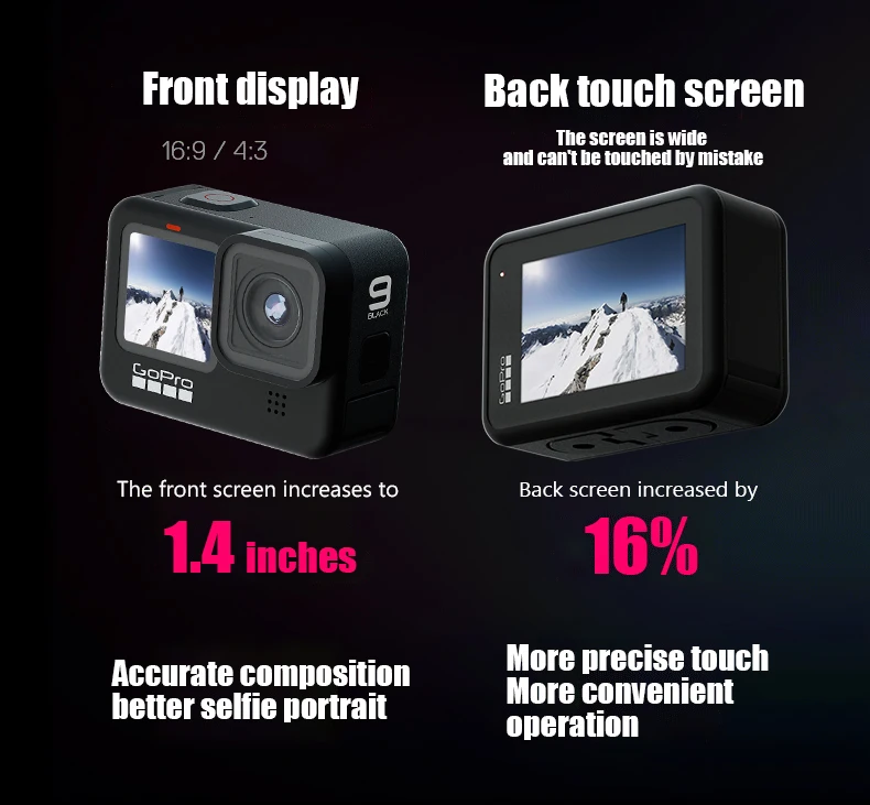 For GoPro HERO 9 Black Action Camera 4K 5K with Color Front Screen Sports Cam 20MP Photos, Live Streaming For GoPro HERO 9