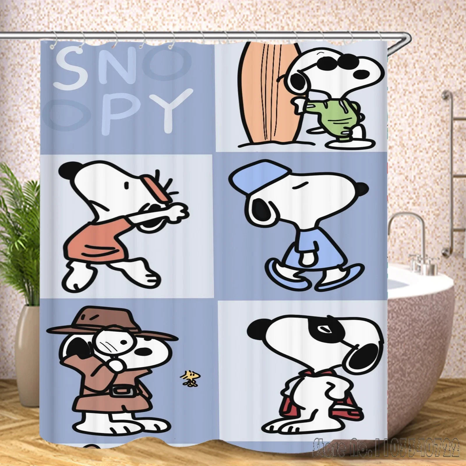 Anime Snoopy Colorful Shower Curtain 1pcs Waterproof Bath Screen Curtains with Hooks for Bathroom Decor 4