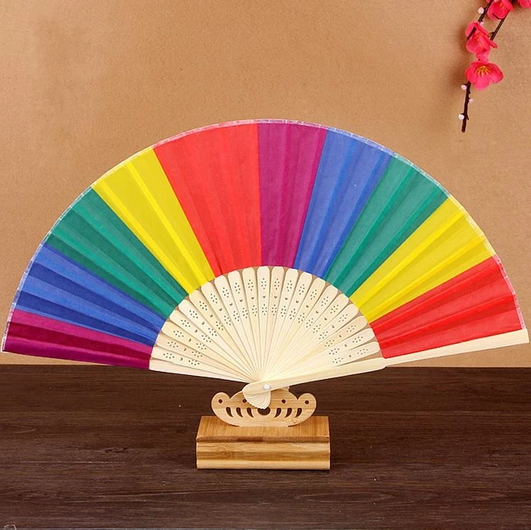 

200pcs Chinese Style Colorful Rainbow Folding Hand Fan Party Favors Wedding Souvenirs Giveaway For Guest SN4372