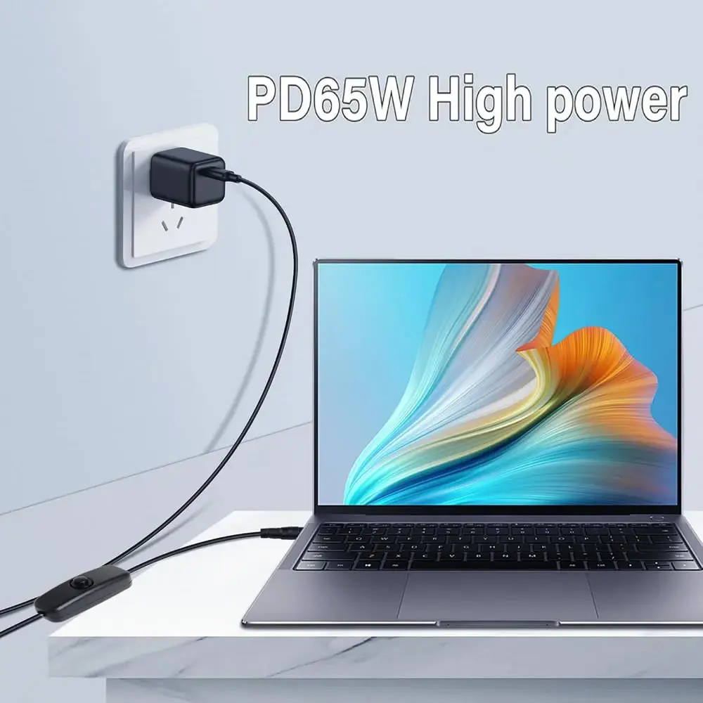 USB-C to Type-C Power Switch Cable with Fast Charging and Data Transfer