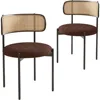 Kitchen Chairs Set of 2, Mid-Century Modern Dining Chairs,Kitchen Dining Room Chairs, Rattan Backrest Round Upholstered 1