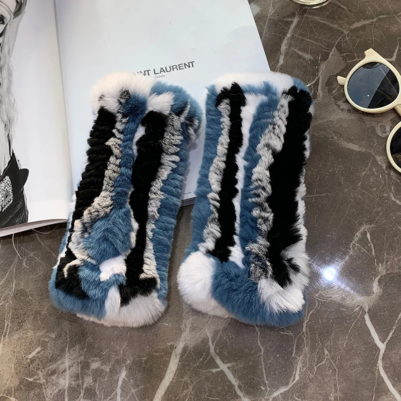 Hot Sale Winter Real Fur Golve Women Outdoor Warm 100% Real Rex Rabbit Fur Gloves Knit Thick Natural Soft Rex Rabbit Mittens