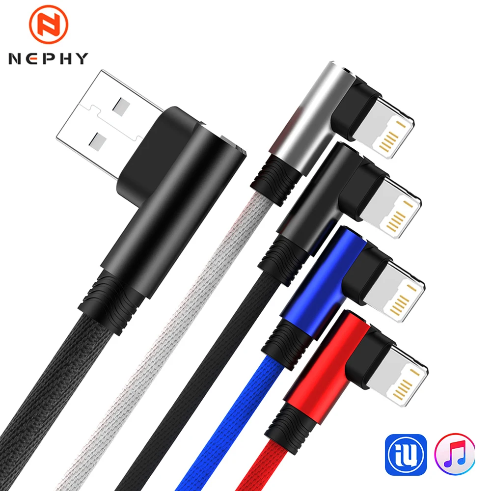 Premium Right-Angle Lightning USB Charging Cable - Available in Multiple Lengths