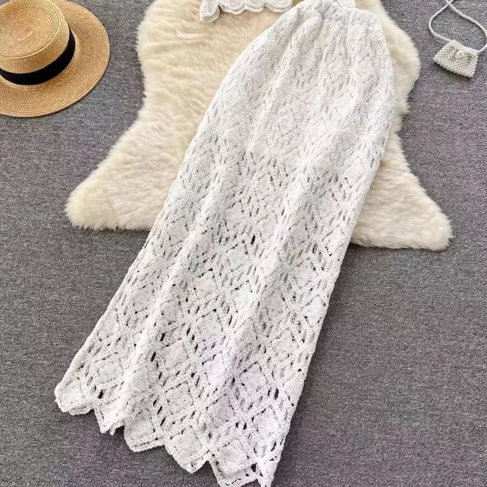 

Длинная модная юбка с полыми крючками, элегантная женская юбка, vestidos de mujer, повседневная элегантная Праздничная юбка