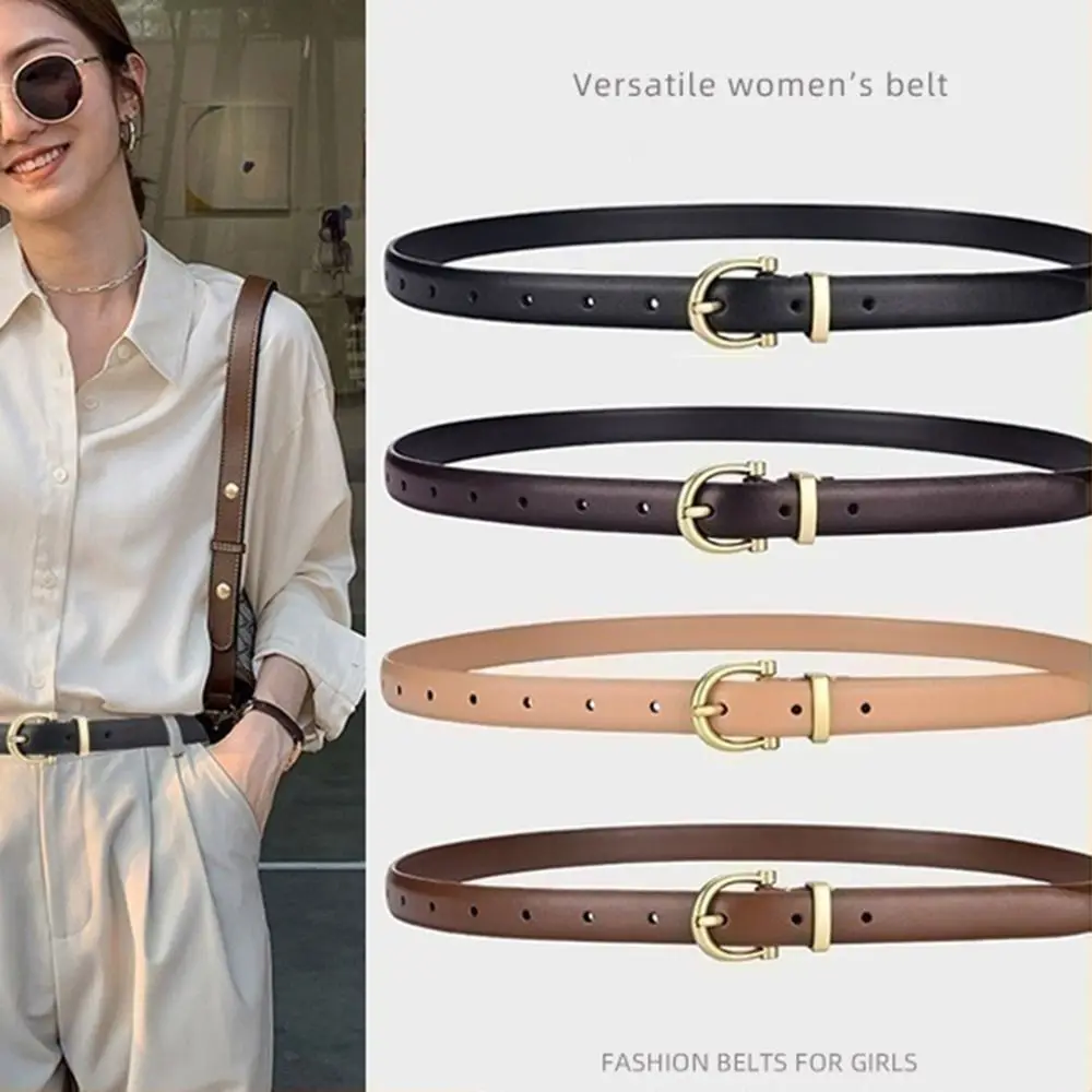

Thin Waist Belt Gift Skinny PU Leather Waistband Zinc Alloy Buckle Waist Cinch Belt Jeans Coat