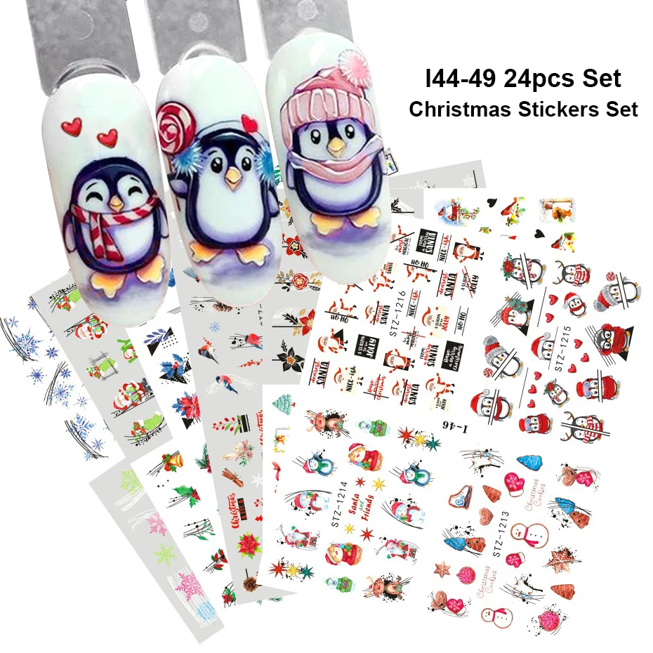 24 Pcs Halloween Nail Art Water Sticker Set Anime Skull Bone Decals Gel Polish Slider Accessories Nail Decorations LASTZ731-755 nail stickers nail art decoration nail decals