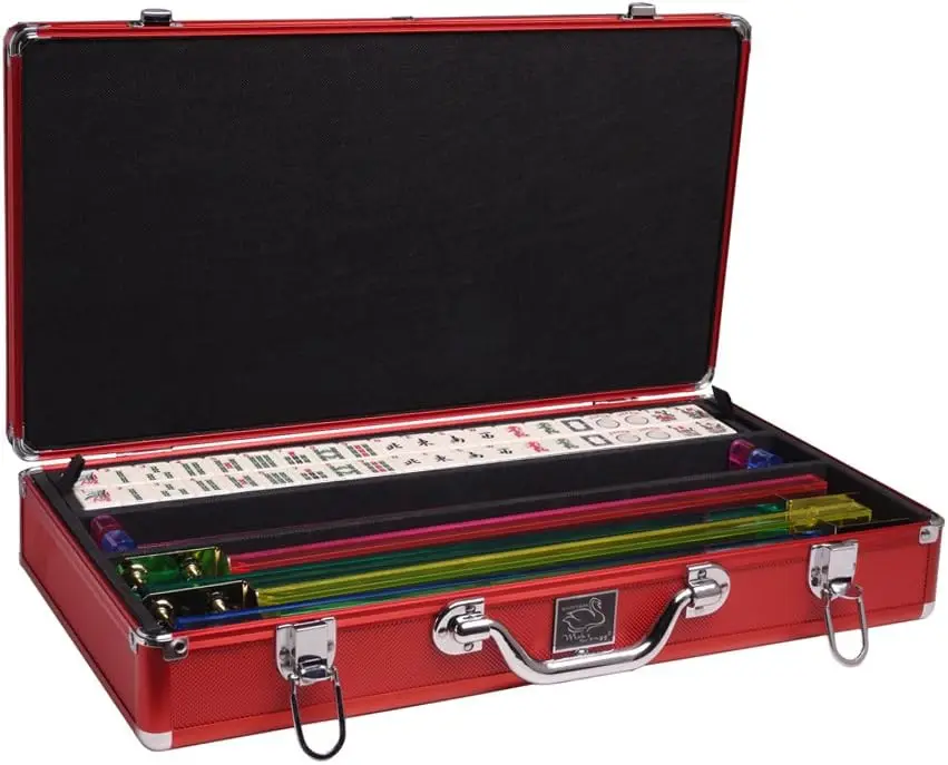 

White Mah Jongg Set - Ivory Tiles - Classic Pusher Arms - Aluminum Case -