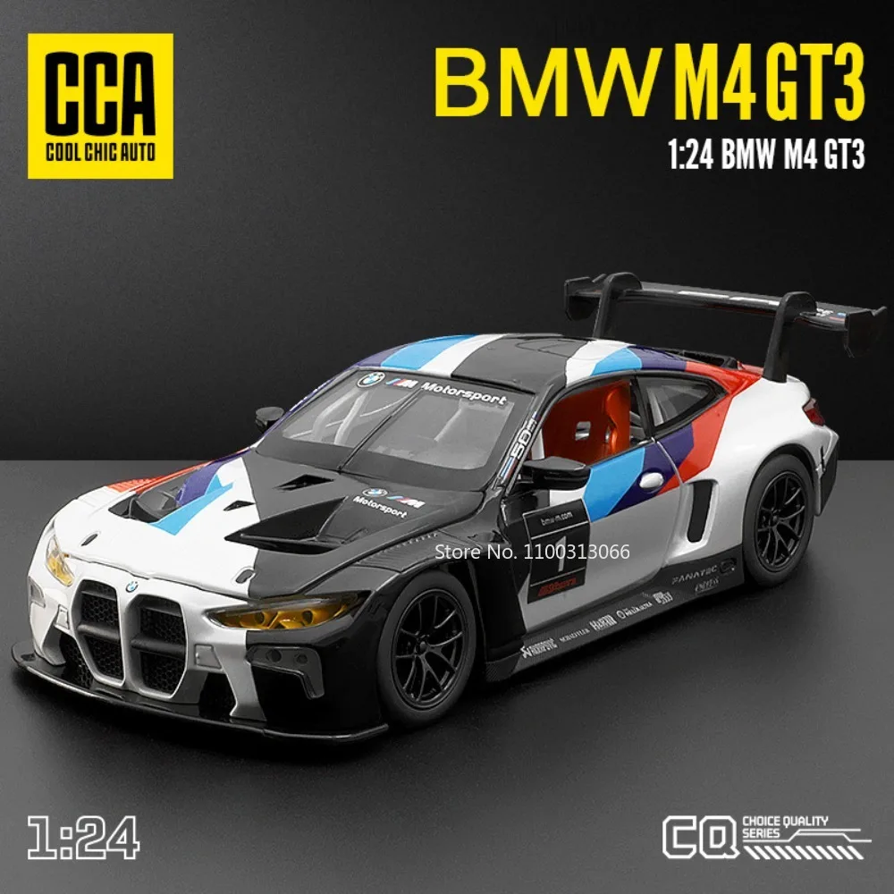 

1:24 BMW M4 GT3 Sports Car Model Toy Alloy Diecasts Vehicle Models Sound Light Pull Back High Simulation Model Car for Boy Gifts