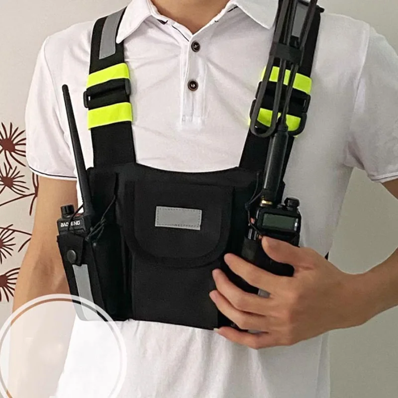 Ham Radio Hip Hop Front Pack West Wist Pouch Holster Vest unisex Tactical Chest Rig Bag for Wouxun Baofeng UV-5R UV-82 bf-888S