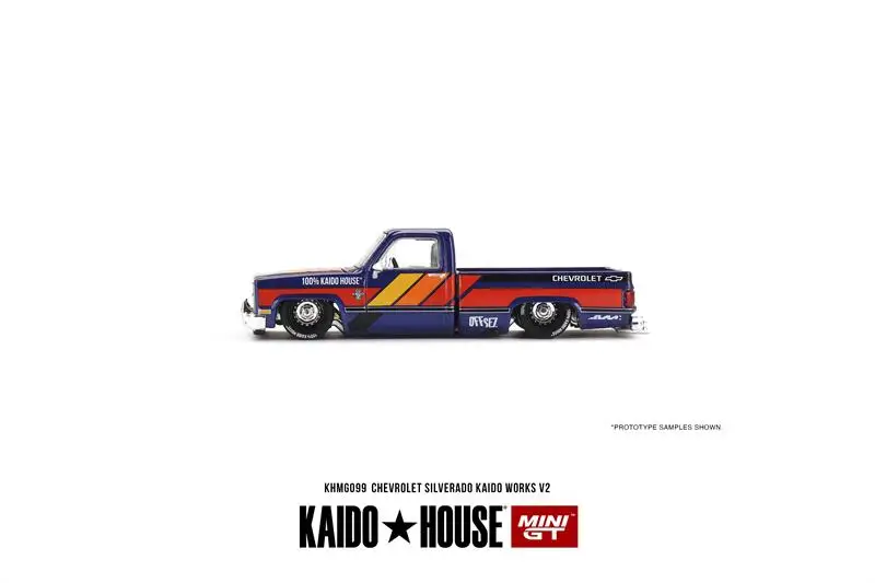 

PreSale Kaido House x MINI GT 1:64 Chevrolet Silverado KAIDO WORKS V2 Blue Die-Cast Car Model Collection Miniature