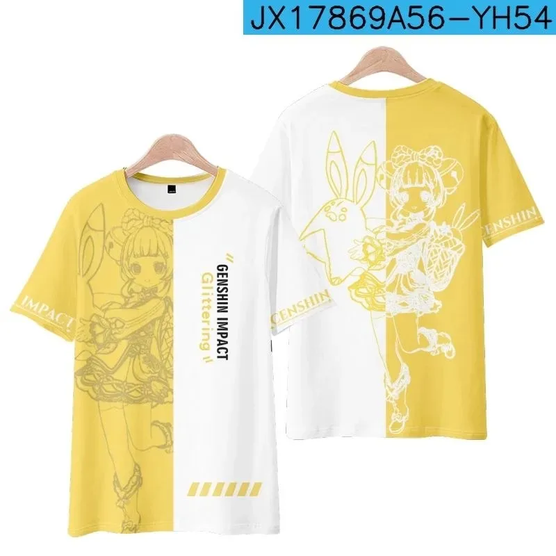 Genshin impacto yaoyao 3d impressão camiseta verão moda em torno do pescoço manga curta popular jogo streetwear 2024