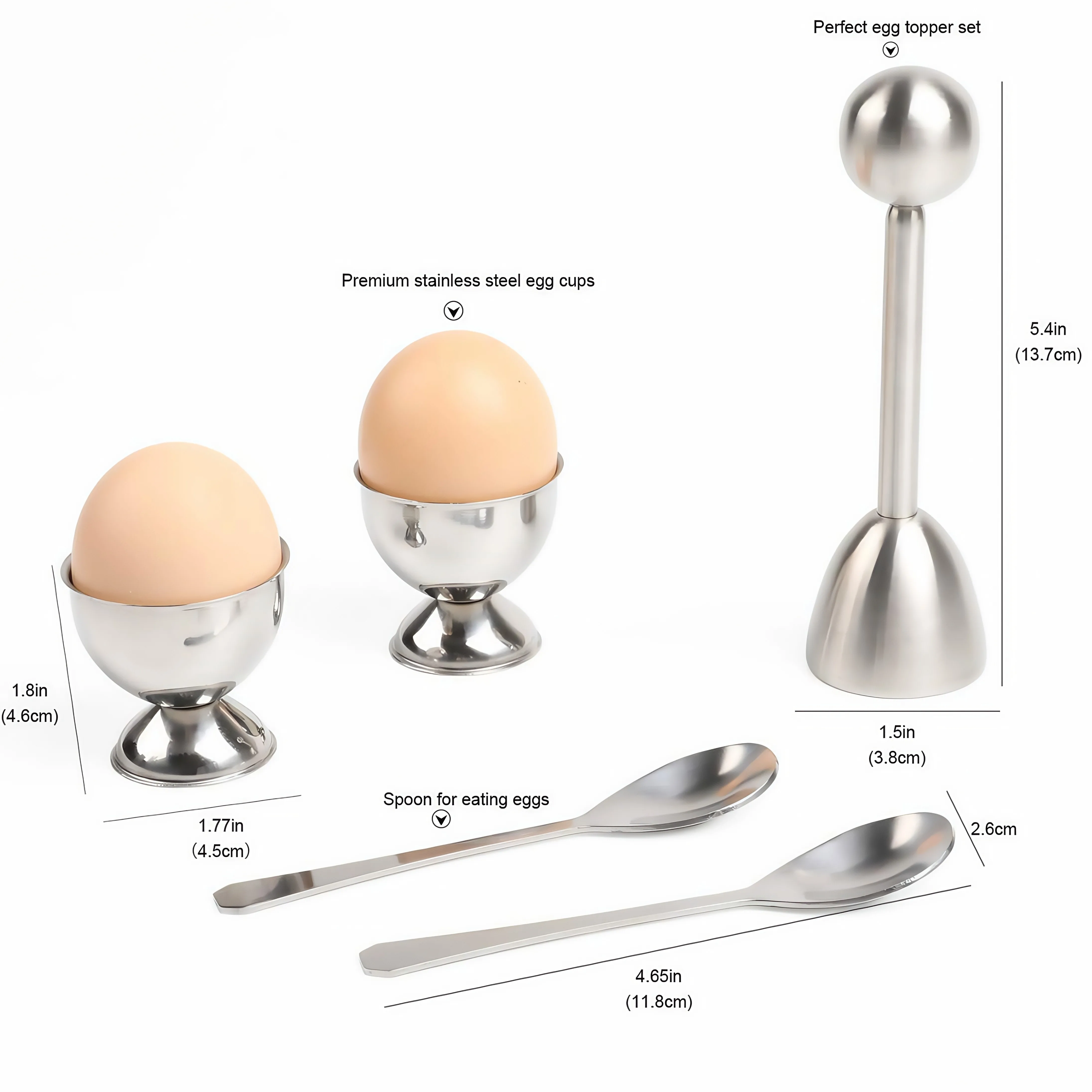 Egg Cracker Topper Stainless Steel Shell Separator Remover Breakfast Kitchen Tool Soft Hard Boiled Cutter Set Soft Hard Boiled