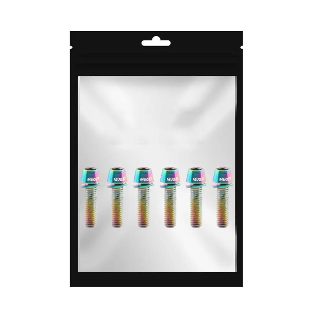 6pcs/set Titanium-plated Bicycle Handlebar Screws M5 * 17MM Stainless Steel Bike Handle in Bolts Stem Riser Colorful