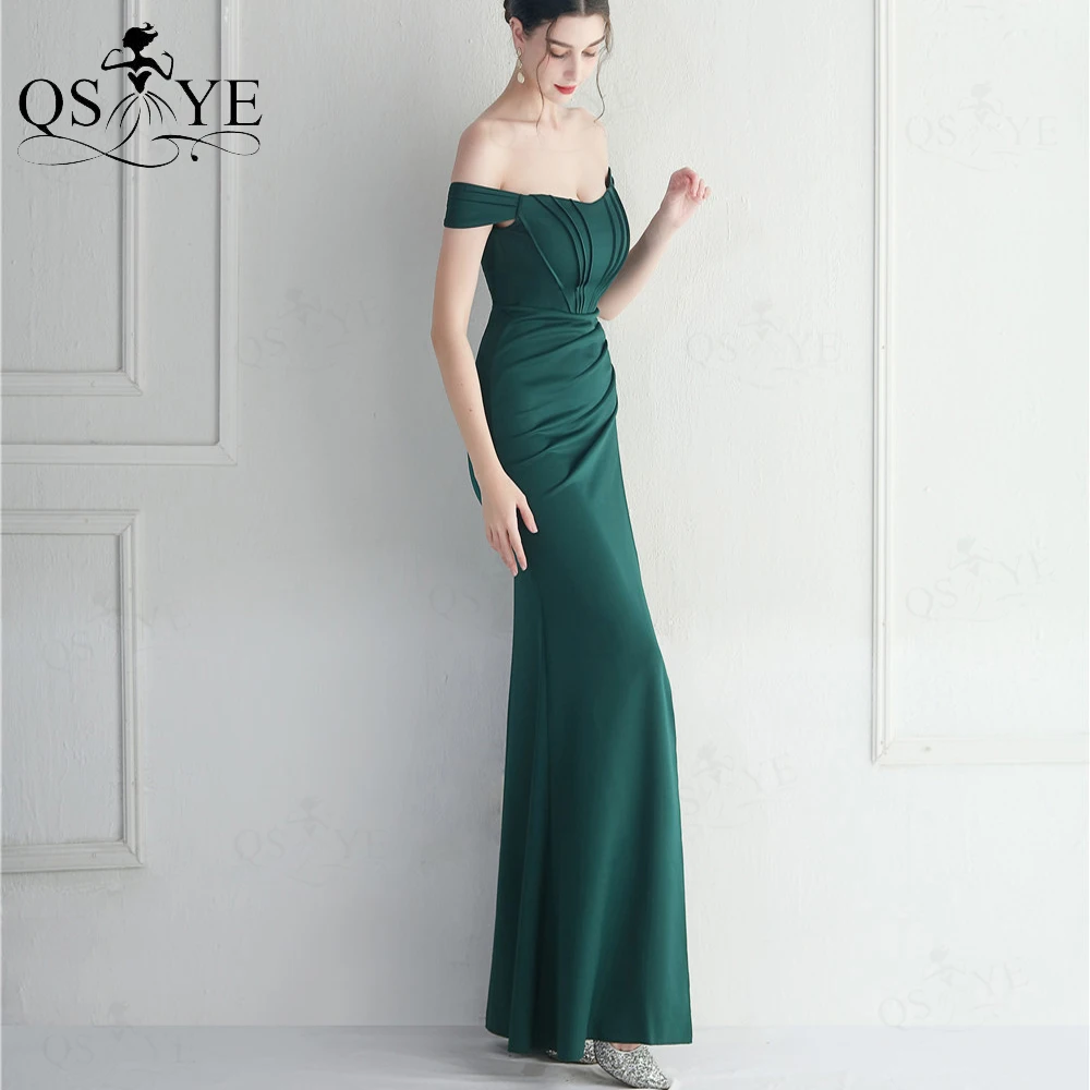 green emerald velvet dress Dark Green Off-The-Shoulder Mermaid Prom Dress Long Evening Gowns Online
