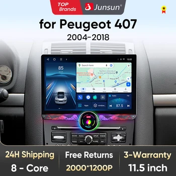 Junsun-REPRODUCTOR Multimedia con pantalla QLED de 11,5 pulgadas para coche, Radio Estéreo 2K con CarPlay inalámbrico, 8 núcleos, 4G, Android 13, para Peugeot 407, 2004-2011 1