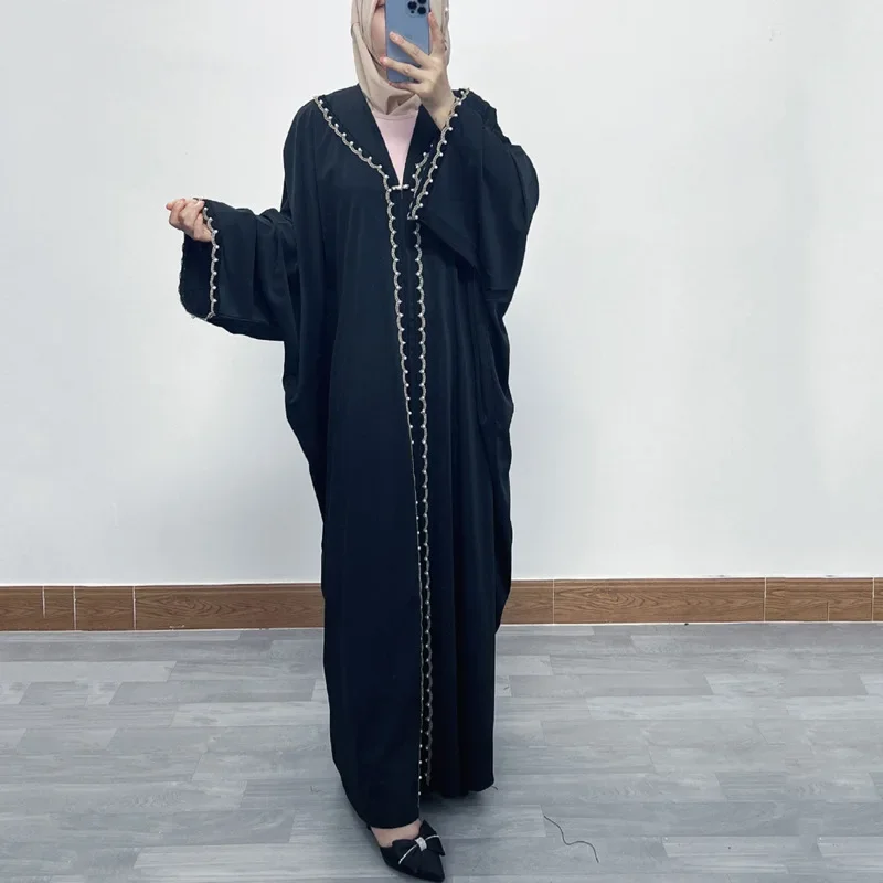 

Women Eid Muslim Abaya Ramadan Morocco Batwing Beading Abayas Arab Dubai Cardigan Long Robe Kaftan Islam Pearls Modest Loose