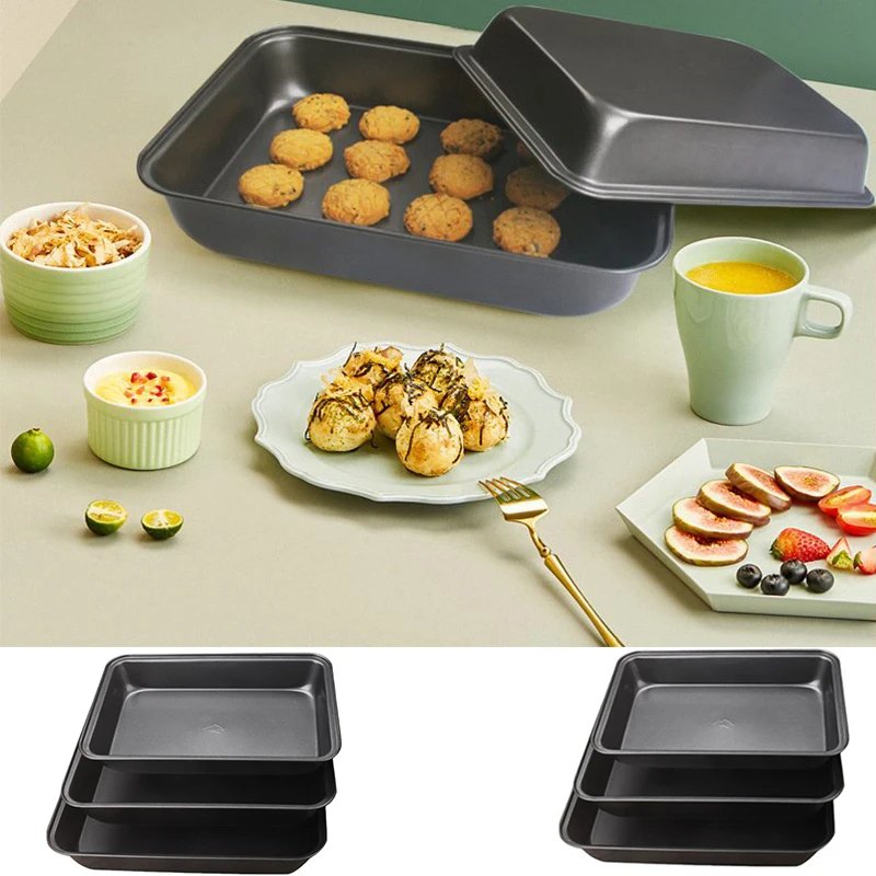 

Non-Stick Roast Chicken Plate Pizza Pan Cake Mold Carbon Steel Rectangle Plate Kitchen Tool Baking Bakeware