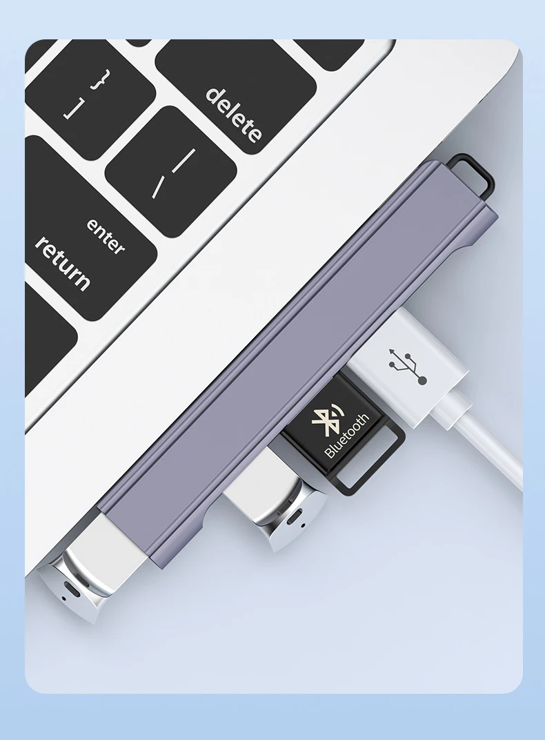 Laptop USB HUB Splitter Aluminum Extender Four Port Side Bending for Laptop PC Office